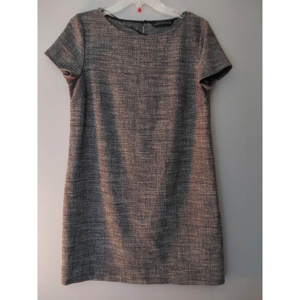 Zara Women's Black & White Short Sleeve Shift Business Casual Dress, Size Medium